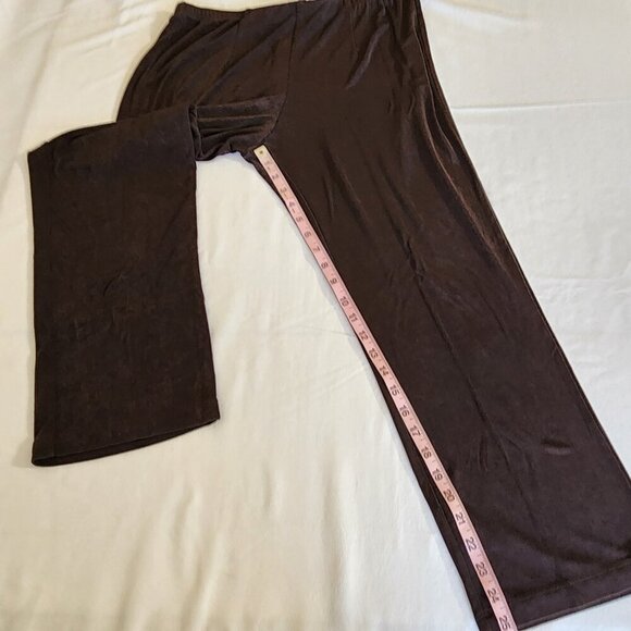 Chico’s Travelers Size 2P/12-14 Brown Elastic Waist Wide Leg Slinky Pants Travel - Picture 10 of 11